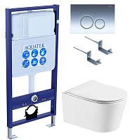 Aquatek SET Оберон T KDI18 Комплект: рама Standard INS-0000012 + крепеж KKI-0000002 + клавиша KDI-0000018 + унитаз AQ1365T-00 с тонким сиденьем Soft-close, белый