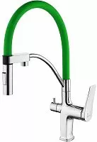 Lemark LM3074C-Green Comfort Смеситель для кухни, с гибким изливом, хром/зеленый