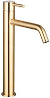 Aquame AQM6214GG Siena Смеситель для свободностоящей раковины, гладкий, Glossy gold (глянцевое золото)
