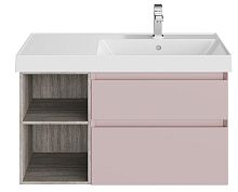 Kerama Marazzi CU.90Rh/MAL Cubo Тумба под раковину подвесная 90х47 см, правая, мальва матовый/древесный