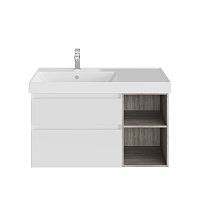 Kerama Marazzi CU.90Lh/WHT Cubo Тумба под раковину подвесная 90х47 см, левая, белый глянец/древесный