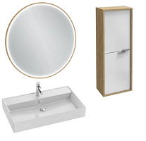 Сет №1669_EXBI112-00, Раковина для мебели + EB1289-S54, Зеркало настенное + EB1510-E52-S54, Полуколонна + E30536-CP, Донный клапан + E98298-CP, Смеситель для раковины