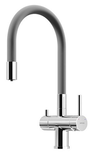 Sancos SC4004CH Lucia Смеситель для кухни с возможностью подключения фильтра для воды, хром/серый Sancos SC4004CH Lucia Смеситель для кухни с возможностью подключения фильтра для воды, хром/серый