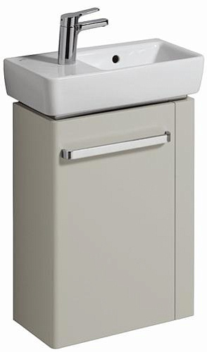 Geberit Renova Compact 862051000 Шкафчик под раковину, 448х604х222 мм, с держателем для полотенец справа, корпус светло-серый матовый, фасад светло-серый глянец купить  в интернет-магазине Сквирел