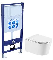 Aquatek SET Оберон T Комплект: рама Standard INS-0000012 (без клавиши и крепежа) + унитаз AQ1365T-00 с тонким сиденьем Soft-close, белый