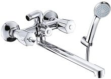 Osgard 72236 Glan Смеситель для ванны двухрычажный, с длинным изливом и душевым гарнитуром, хром