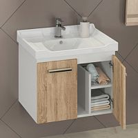 Comforty 00004142213 Рига Тумба подвесная 65х47 см, с раковиной 9335-60, дуб сонома купить  в интернет-магазине Сквирел