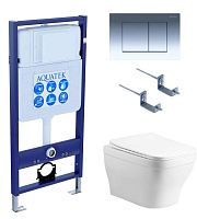 Aquatek SET Амадео cm-010 4 в 1 Комплект: рама Standard INS-0000012 + крепеж KKI-0000002 + кнопка KDI-0000010 + унитаз AQ1180-00 с крышкой-сиденьем Soft-close, белый