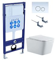 Aquatek SET Либра N KDI15 Комплект: рама Standard INS-0000012 + крепеж KKI-0000002 + клавиша KDI-0000015 + унитаз AQ0530N-00 с тонким сиденьем Soft-close, белый