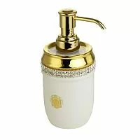 Migliore 26593 Dubai Дозатор настольный, белый/Swarovski/декор золото/золото купить  в интернет-магазине Сквирел