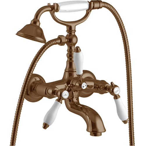 Сет 2107 F5404BR, Смеситель для ванны c изливом, шлангом, душем (Bronze) Сет 2107 F5404BR, Смеситель для ванны c изливом, шлангом, душем (Bronze)