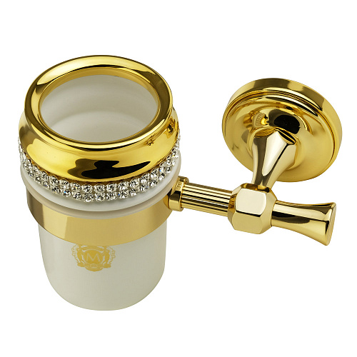Migliore 31252 Dubai Стакан настенный, белый/Swarovski/декор золото/золото купить в интернет-магазине Сквирел