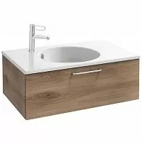 Jacob Delafon EB2515-R9-E52 Odeon Rive Gauche Тумба для раковины 80х50 см, ручки черные/дуб табак купить  в интернет-магазине Сквирел