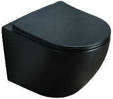 Azario AZ-0046-MB SP Grado Унитаз подвесной, безободковый, с сиденьем микролифт, 49х36 см, черный