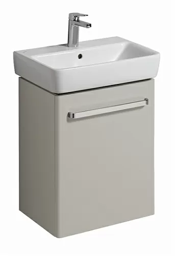 Geberit Renova Compact 862056000 Шкафчик под раковину, 500х604х337 мм, крепление дверей справа/слева, корпус светло-серый матовый, фасад светло-серый глянец купить  в интернет-магазине Сквирел