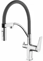 Lemark LM3074C-Gray Comfort Смеситель для кухни, с гибким изливом, хром/серый