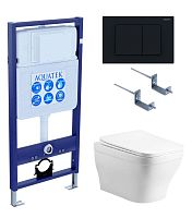 Aquatek SET Амадео cm-012 4 в 1 Комплект: рама Standard INS-0000012 + крепеж KKI-0000002 + кнопка KDI-0000012 + унитаз AQ1180-00 с крышкой-сиденьем Soft-close, белый