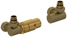 Сунержа 032-1421-6207 Терморегулятор автоматический 3D, левый, G 1/2" НР х G 3/4" НГ (набор), матовое золото/золото