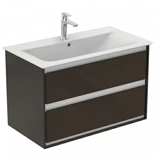 Ideal Standard E0819VY Connect Air Тумба для раковины 80х44 см, подвесная, Matt Dark Brown + Matt White (темно-коричневый матовый + белый матовый)
