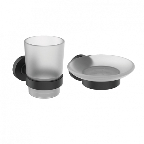 Ideal Standard BL002XG IOM Набор аксессуаров: стакан с держателем, мыльница, Silk Black (черный шелк)