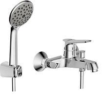 Bravat F6111147C-B Eco Смеситель для ванны с коротким изливом и аксессуарами, хром