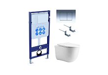Aquatek SET Классик cm-010 4 в 1 Комплект: рама Standard INS-0000012 + крепеж KKI-0000002 + кнопка KDI-0000010 + унитаз AQ1112-00 с крышкой-сиденьем Soft-close, белый