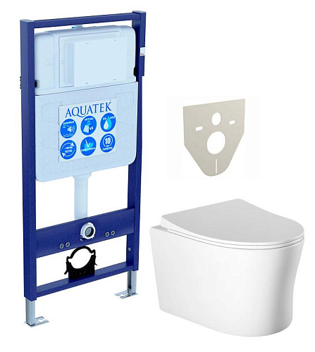 Aquatek SET Ника Комплект: рама Standard INS-0000012 (без клавиши и крепежа) + унитаз AQ2009-00 с тонким сиденьем Soft-close, белый