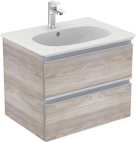Ideal Standard T0050VI Tesi Тумба для раковины 60х44 см, подвесная, с ящиками, Matt texture Wood Light (cветлое текстурное дерево матовое)