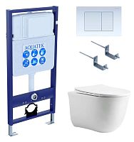 Aquatek SET Классик cm-009 4 в 1 Комплект: рама Standard INS-0000012 + крепеж KKI-0000002 + кнопка KDI-0000009 + унитаз AQ1112-00 с крышкой-сиденьем Soft-close, белый