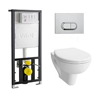 Vitra 9004B003-7202 S20 Комплект 4 в 1: подвесной унитаз + сиденье + инсталляция для монтажа + клавиша смыва матовый хром