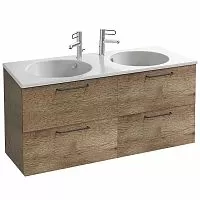 Jacob Delafon EB2526-R9-E52 Odeon Rive Gauche Тумба для раковины 140х50 см, ручки черные/дуб табак купить  в интернет-магазине Сквирел