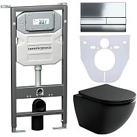 Ceramica Nova CN4002MB_1002CH_1000 Сет 4 в 1: унитаз подвесной Metropol Rimless + система инсталляции Envision + кнопка смыва Flat, хром