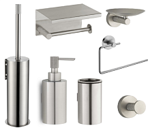 Сет № 1813 10971-NB Держатель для туалетной бумаги с крышкой Uno Nickel Brush + 10973-NB Мыльница Boheme Uno, хром + 10974-NB Настенный Стаканчик Uno Nickel Brush + 10975-NB Полотенцедержатель Boheme Uno, хром + 10976-NB Крючок Boheme Uno, хром + 10977-NB