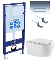 Aquatek SET Европа cmp016 Комплект: рама Standard INS-0000012 + крепеж KKI-0000002 + клавиша KDI-0000016 + унитаз AQ1106-00 с тонким сиденьем Soft-close, белый