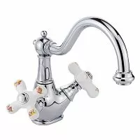 Migliore 19474 Provance Смеситель для раковины, Click-clack, белый с декором/хром