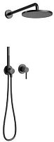 Keuco 59603370001 IXMO Душевой комплект 3: однорычажный смеситель на 2 потребителя, с круглыми розетками, черный матовый