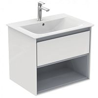 Ideal Standard E0826KN Connect Air Тумба для раковины 60х44 см, подвесная, Grey Glossy White + Matt Light Grey (белый глянцевый + светло-серый матовый) купить  в интернет-магазине Сквирел