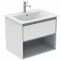 Ideal Standard E0826KN Connect Air Тумба для раковины 60х44 см, подвесная, Grey Glossy White + Matt Light Grey (белый глянцевый + светло-серый матовый) купить  в интернет-магазине Сквирел