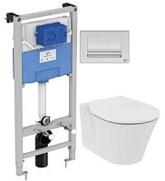 Ideal Standard E212801 Prosys Connect Air AquaBlade® Комплект 4 в 1: подвесной унитаз E005401 + крышка-сиденье E036601 + инсталляция для монтажа Prosys Frame 120 M R020467 + механическая панель смыва Solea M1 R0108AA, Euro White (евробелый)