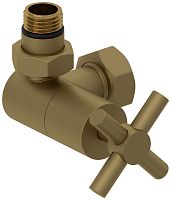 Сунержа 032-1410-1234 Вентиль 3D, левый, (крест) G 1/2" НР х G 3/4" НГ, матовое золото