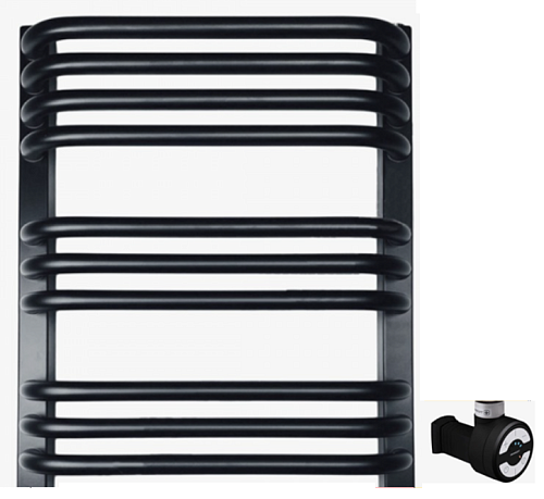 Сет №1584_RAL9005 Matt, Полотенцесушитель электрический (левый) 300W 54х50 см