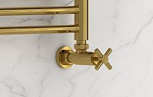 Сунержа 03-1408-1234 Вентиль угловой, (крест) G 1/2" НР х G 3/4" НГ, золото