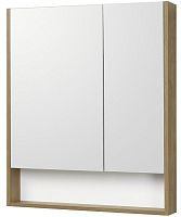 Акватон 1A252202SDZ90 Сканди Зеркальный шкаф 70х85 см, белый/дуб рустикальный купить  в интернет-магазине Сквирел