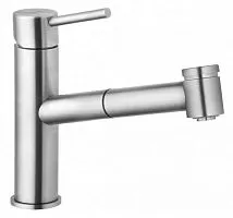 Kludi 44851F860 Steel Смеситель для кухни, выдвижной излив/переключатель, нержавеющая сталь