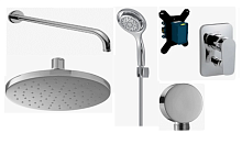 Сет №1531_E13689-CP, Верхний душ с кронштейном + E75142-CP, Шланговое подсоединение + E15891-CP, Душевой комплект + E98717-CP, Смеситель + 98699D-NF, Скрытая часть смесителя