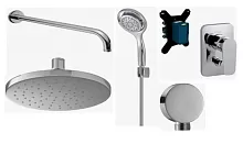 Сет №1531_E13689-CP, Верхний душ с кронштейном + E75142-CP, Шланговое подсоединение + E15891-CP, Душевой комплект + E98717-CP, Смеситель + 98699D-NF, Скрытая часть смесителя