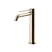 Gattoni 9146/91NS CIRCLE TWO Смеситель для раковины высокий 227 мм, на 1 отверстие, излив 155 мм, с донным клапаном, цвет BRUSHED NICKEL