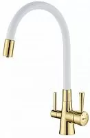 Lemark LM3075G-White Comfort Смеситель для кухни, золото/белый