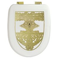 Migliore 26850 Gianeta Крышка-сиденье для унитазa, микролифт, белый/металлический декор "узор" золото