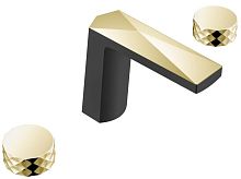 Boheme 150-BG-DIAMOND Venturo Смеситель врезной, на 3 отверстия, ручка Diamond, черный/золото